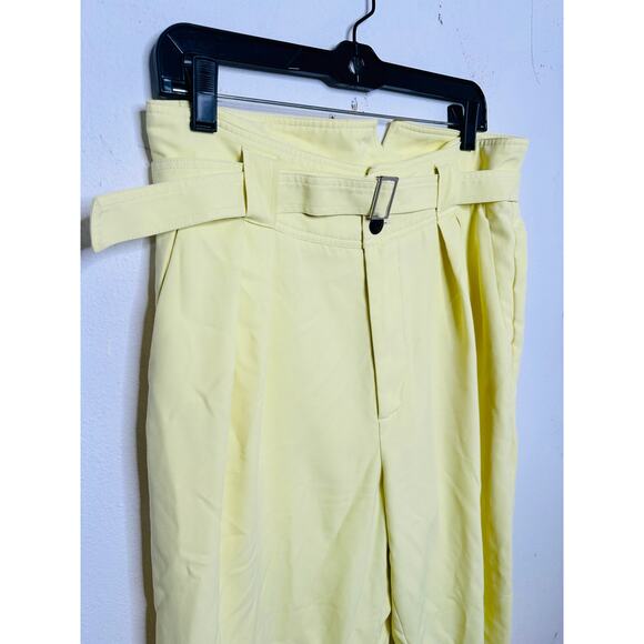 SIMON MILLER Butter Yellow Paper-Bag Waist Casual Galen Fitted Pants Size Large - Picture 11 of 16